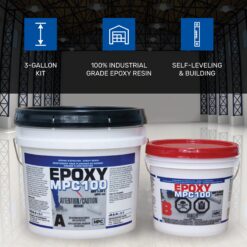 Master Protective Coatings Clear Epoxy Resin Coating for Floors & Counter Tops, 100% Solids, Self Leveling - 3 Gallon Kit