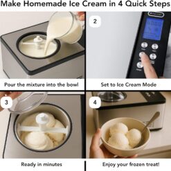 Whynter Ice Cream Maker Machine Automatic 2.1 Qt. with Built-In Compressor, ICM-200LS, Stainless Steel