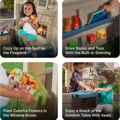 Step2 Charming Cottage Kids Playhouse, Indoor/Outdoor Playset, Interactive Play with Sounds, For Toddlers 2+ Years Old