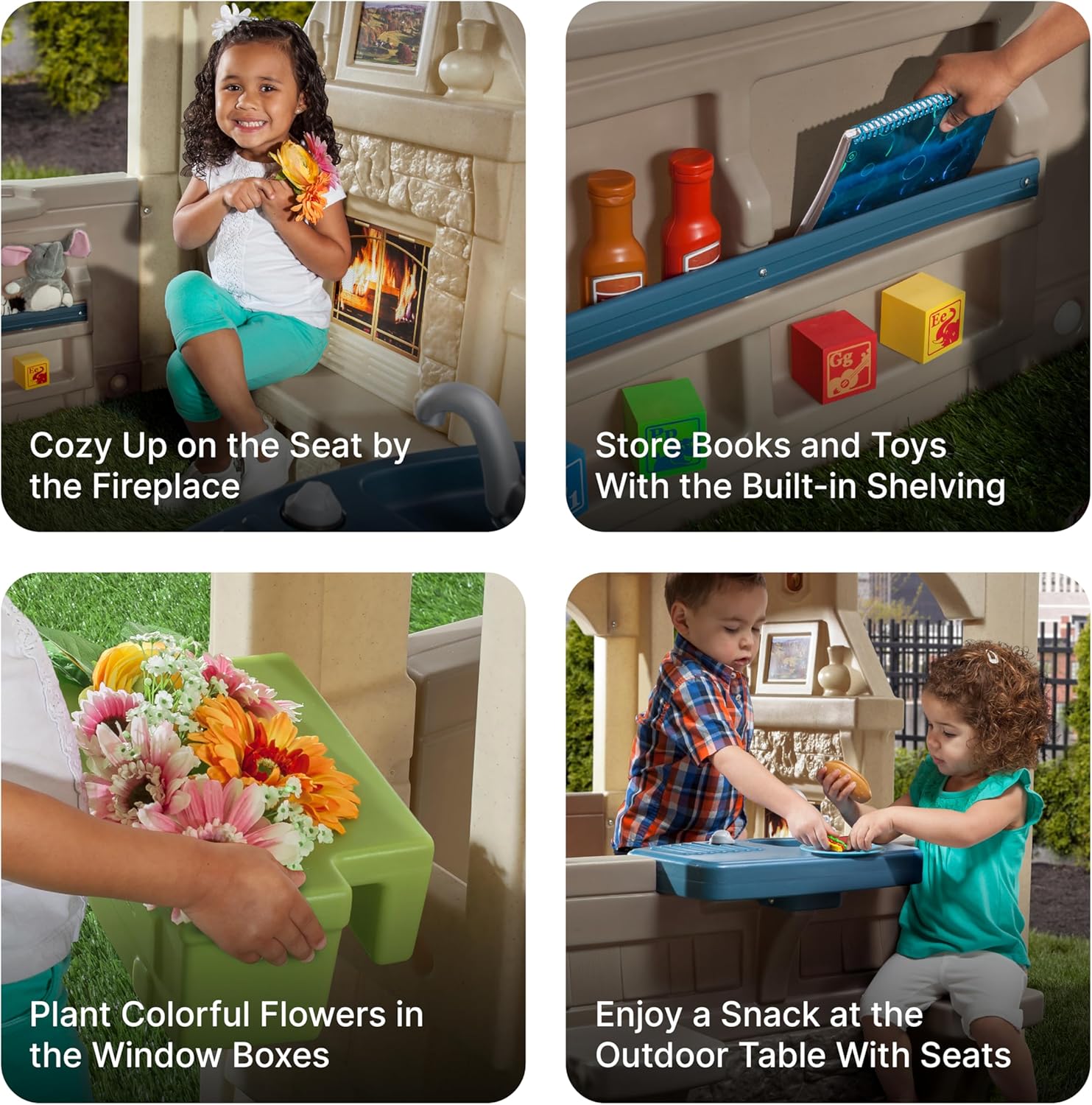 Step2 Charming Cottage Kids Playhouse, Indoor/Outdoor Playset, Interactive Play with Sounds, For Toddlers 2+ Years Old