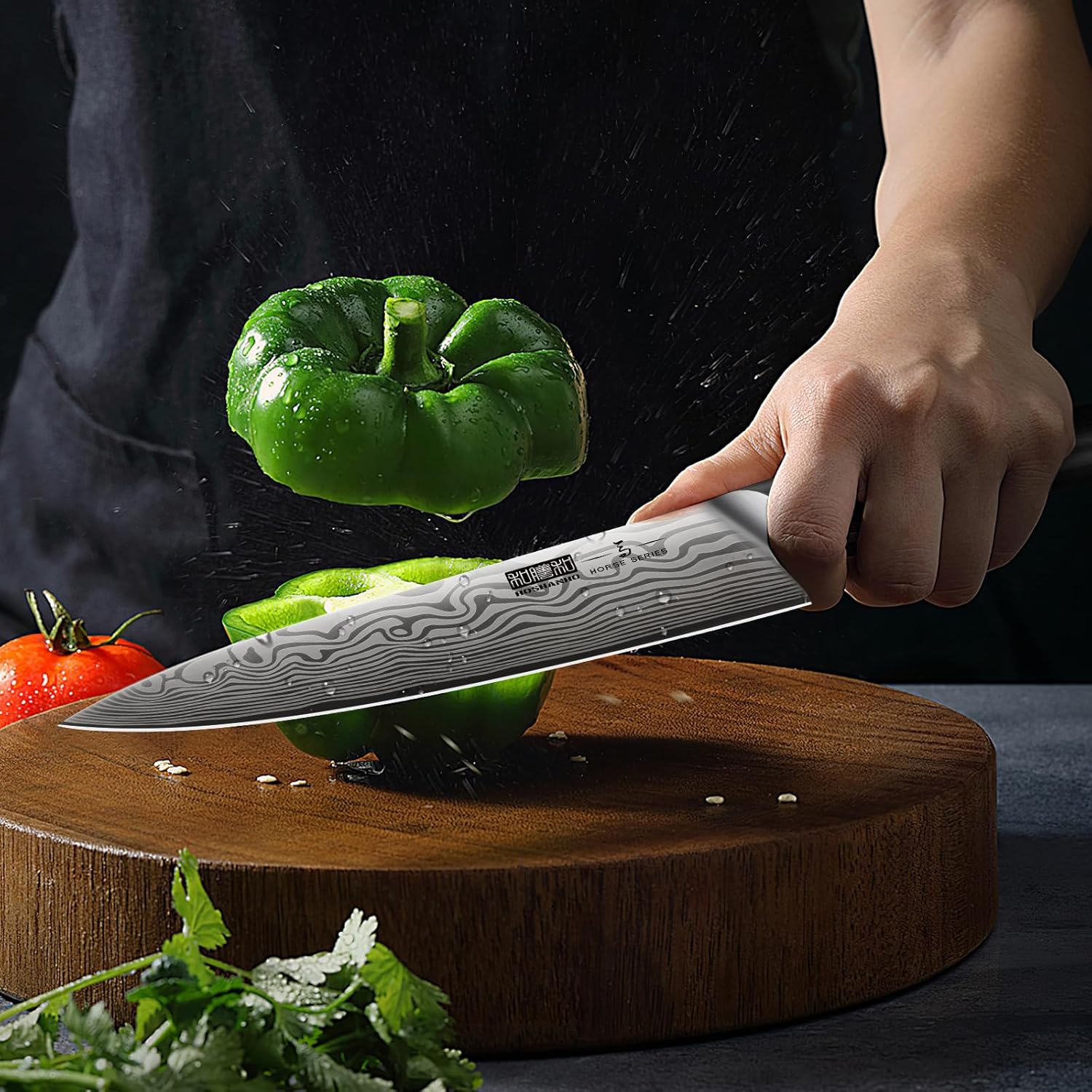 HOSHANHO 16-Piece Knife Set with Block, Ultra Sharp High Carbon Powder Steel Knife Block Set