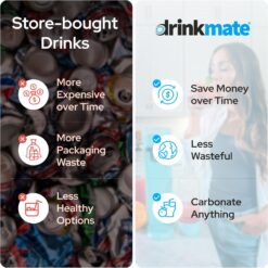 Drinkmate OmniFizz Sparkling Water and Soda Maker, Carbonates Any Drink, Special Bundle (Arctic Blue)