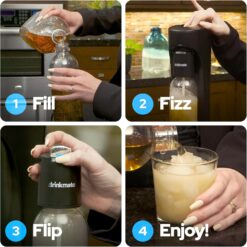 Drinkmate OmniFizz Sparkling Water and Soda Maker, Carbonates Any Drink, Special Bundle (Matte Black)