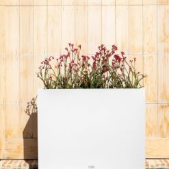 Veradek Block Series Span Plastic Planter - Tall Rectangular Planter for Indoor or Outdoor Patio/Porch, White, Medium - 2 Pack