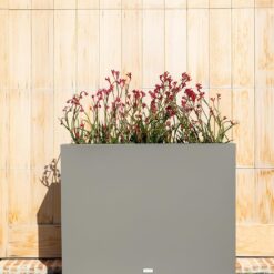 Veradek Block Series Span Plastic Planter - Tall Rectangular Planter for Indoor or Outdoor Patio/Porch, Gray, Medium - 2 Pack
