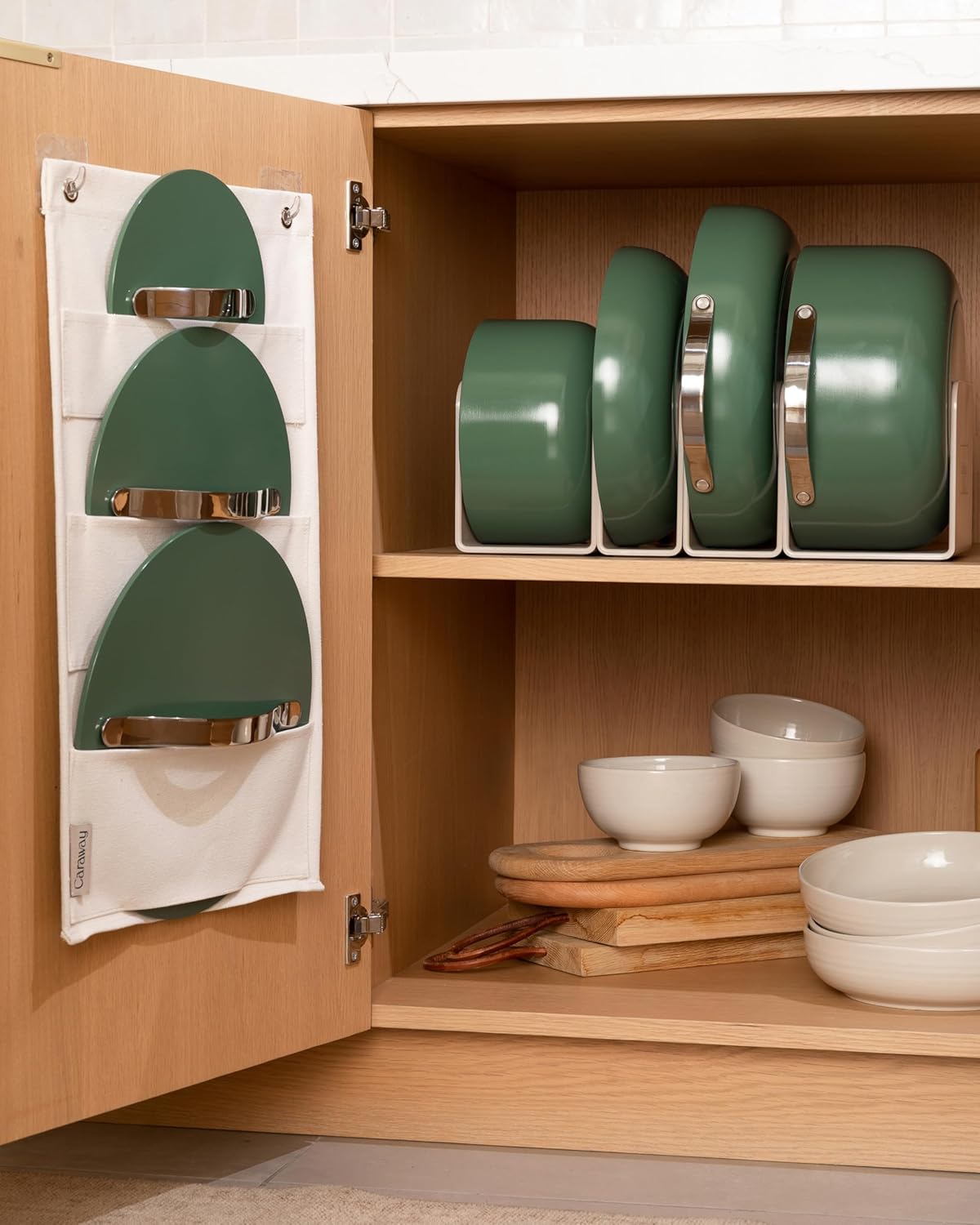 Caraway Nonstick Ceramic Cookware Set (12 Piece) Pots, Pans, Lids and Kitchen Storage - Gray