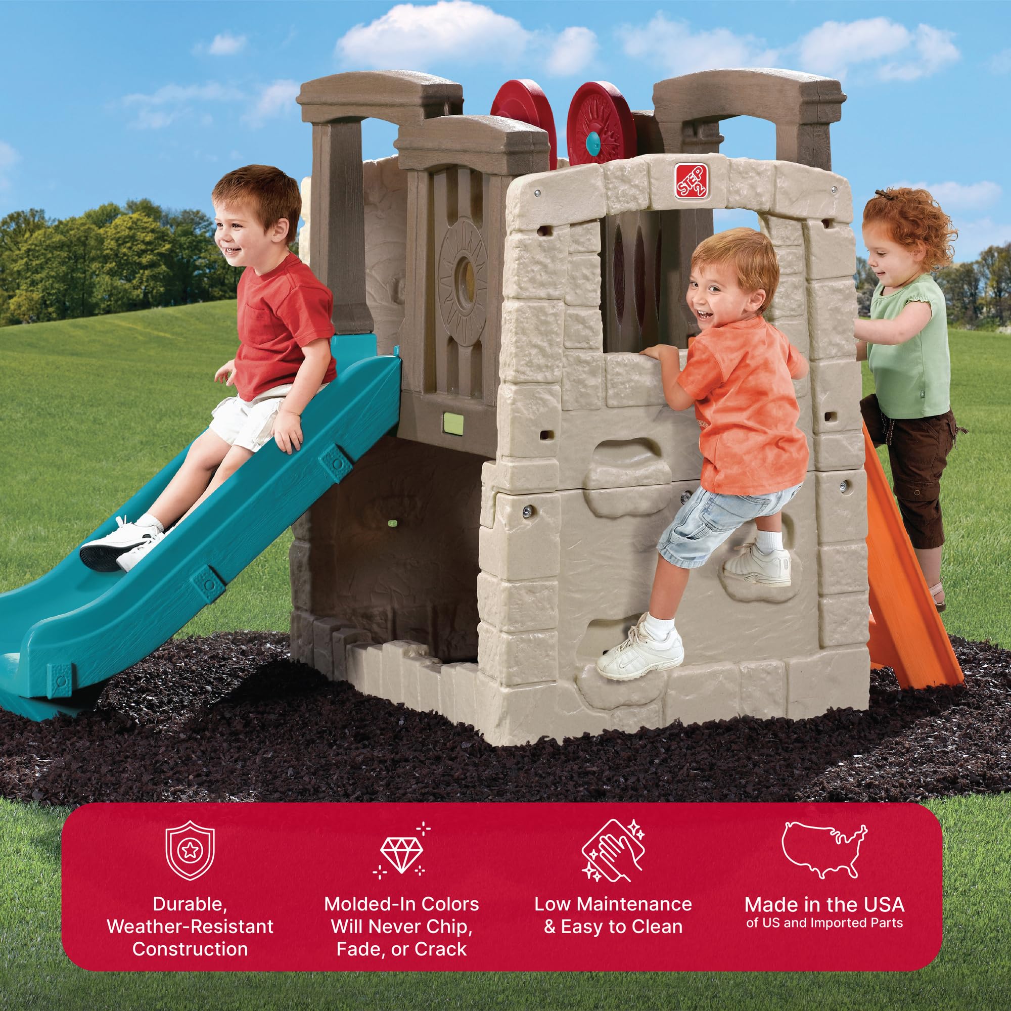 Step2 Woodland Climber II Kids Playset, Ages 2 –6 Years Old, Toddler Slide and Climbing Wall, Easy Set Up