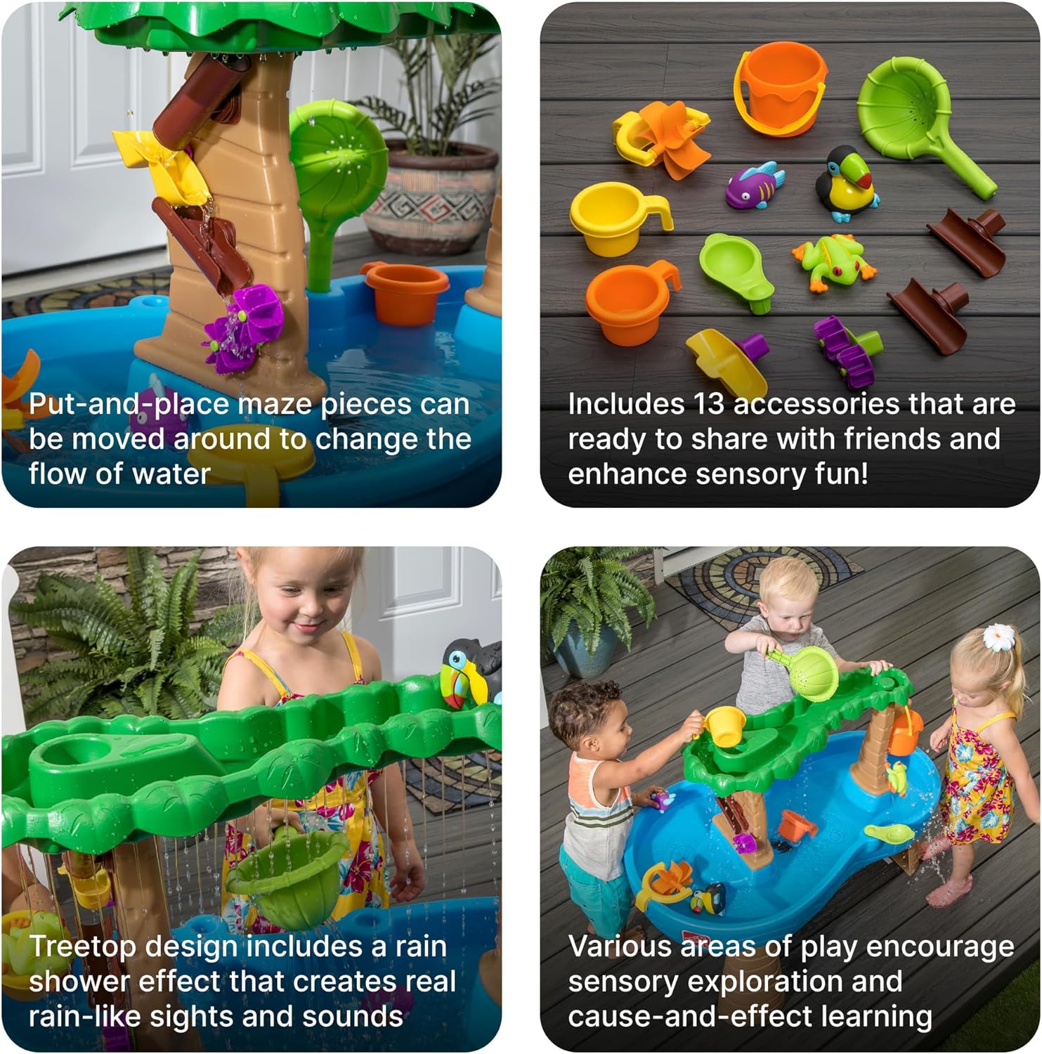 Step2 Tropical Rainforest Water Table, Kids Water and Sand Activity Sensory Playset, Summer Outdoor Toys, Blue & Brown
