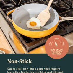 Caraway Nonstick Ceramic Cookware Set (12 Piece) Pots, Pans, Lids and Kitchen Storage - Non Toxic - Navy