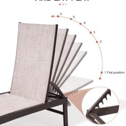Crestlive Products Lounge Chair Outdoor Set of 2, Aluminum Pool Chaise Lounge Chairs, (Beige)