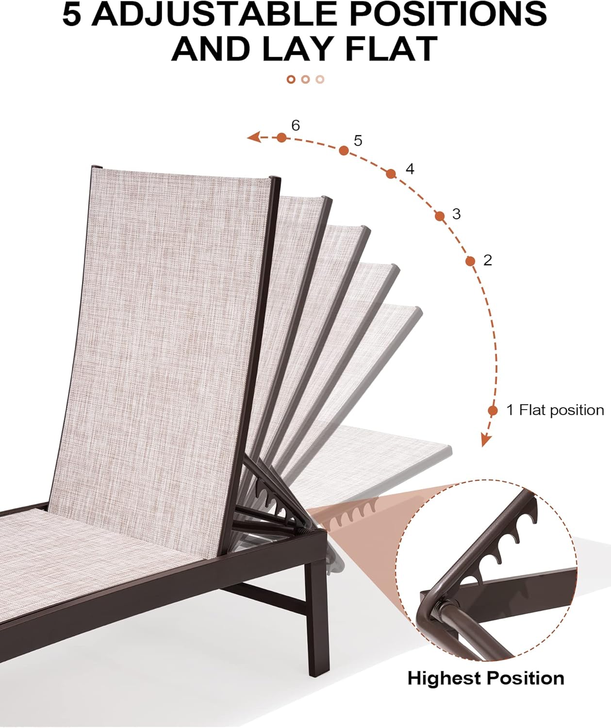 Crestlive Products Lounge Chair Outdoor Set of 2, Aluminum Pool Chaise Lounge Chairs, (Beige)