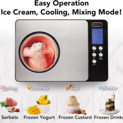 Whynter Ice Cream Maker Machine Automatic 2.1 Qt. with Built-In Compressor, ICM-200LS, Stainless Steel