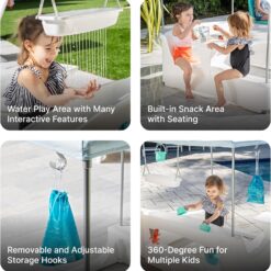 Step2 Vero Kid Cabana, Shaded Poolside Retreat with Water Play and Snack Station, Fade-Resistant, Waterproof, Easy Assembly, White