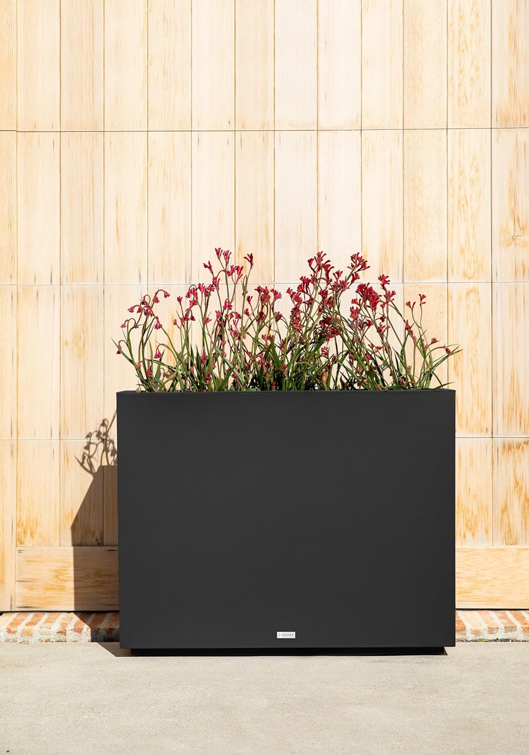 Veradek Block Series Span Plastic Planter - Tall Rectangular Planter for Indoor or Outdoor Patio/Porch, Black, Medium - 2 Pack