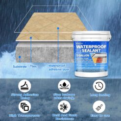 Wadities Wall Bathroom Roof Water-Based Waterproof Coating, Liquid Waterproof Sealant Clear - 5 Gallon