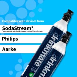 Drinkmate Threaded 60L CO2 Exchange Carbonation Cylinders, Compatible w/SodaStream (Screw-In), Aarke, 14.5 Oz (Set of 2)