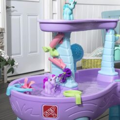 Step2 Rain Showers and Unicorns Water Table, Kids Water and Sand Activity Sensory Playset, Summer Outdoor Toys, Blue & Purple