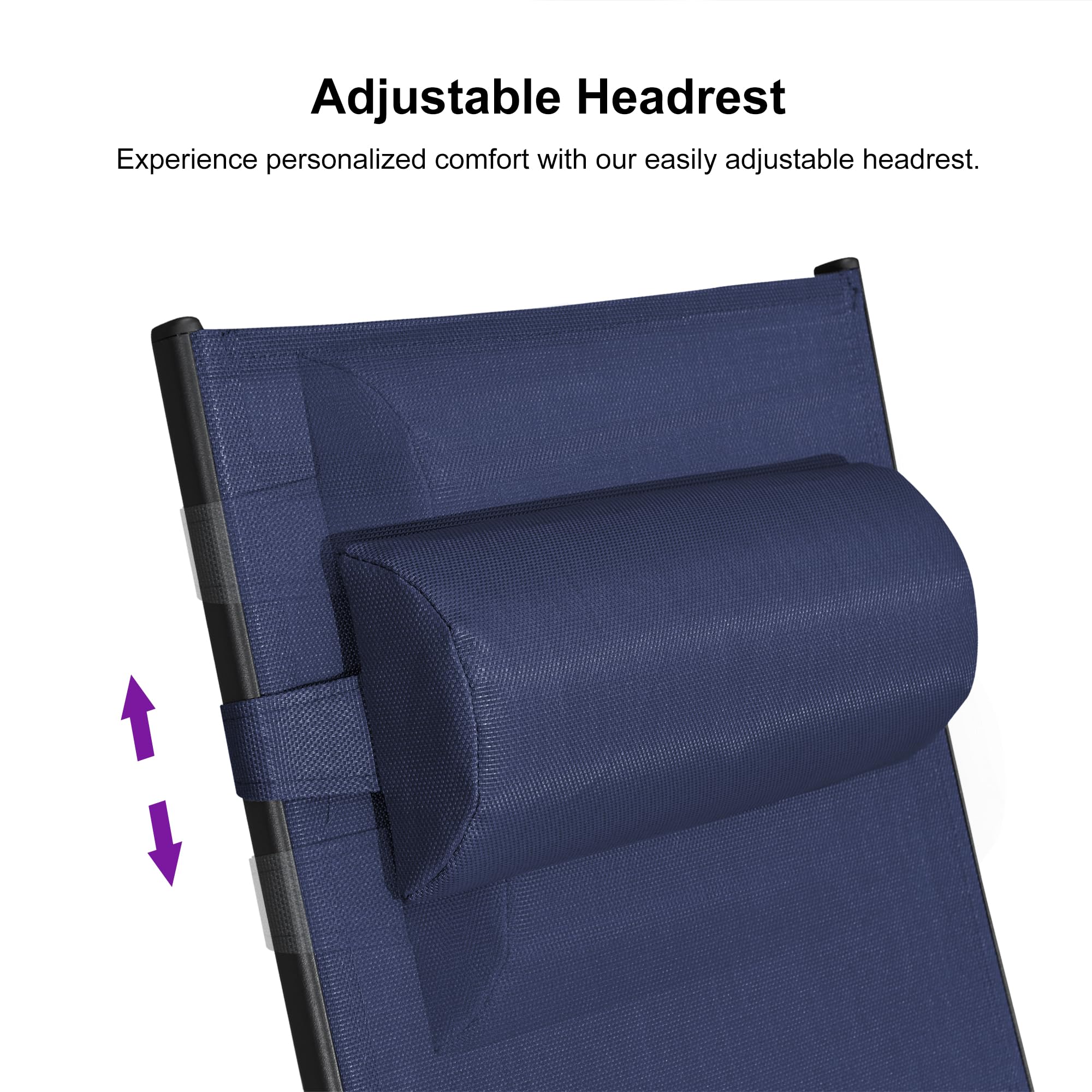 PURPLE LEAF Patio Chaise Lounge Set Outdoor Beach Pool Sunbathing Lawn Lounger Recliner, Navy Blue