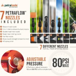PetraTools Powered Backpack Sprayer with Custom Fitted Cart and 100 Foot Commercial Hose, 2 Hoses Included (6.5 Gallon Cart)