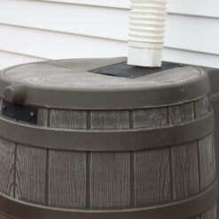 Good Ideas Rain Wizard 50 Gallon Plastic Rain Barrel for Outdoor Rainwater Collection, Oak