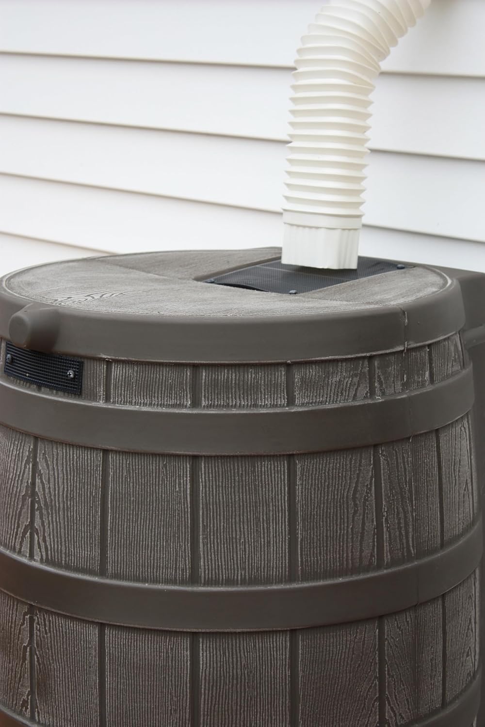 Good Ideas Rain Wizard 50 Gallon Plastic Rain Barrel for Outdoor Rainwater Collection, Oak