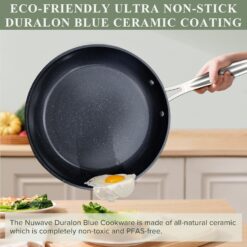 Nuwave Healthy Duralon Blue Ceramic Nonstick Cookware Set, Diamond Infused Scratch-Resistant, PFAS Free, Dishwasher & Oven Safe