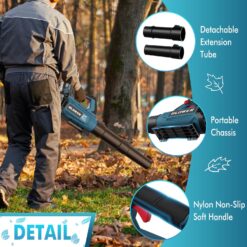 GROWORT Leaf Blower Cordless - 630CFM/160MPH, 21V Powerful Electric Cordless Leaf Blower with 2 x 4.0Ah Batteries and Charger