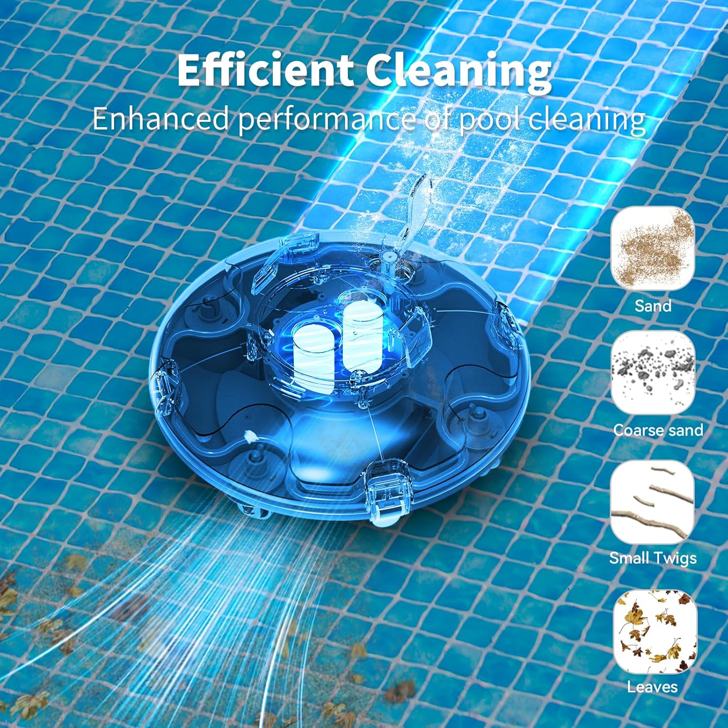 LVKE L1 Cordless Robotic Pool Cleaner, Pool Vacuum with Upgraded Obstacle-Crossing, 70 Mins Runtime, Lake Blue