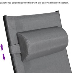 PURPLE LEAF Patio Chaise Lounge Set of 3 Outdoor Lounge Chair Beach Pool Sunbathing Lawn Lounger Recliner Chiar, Grey