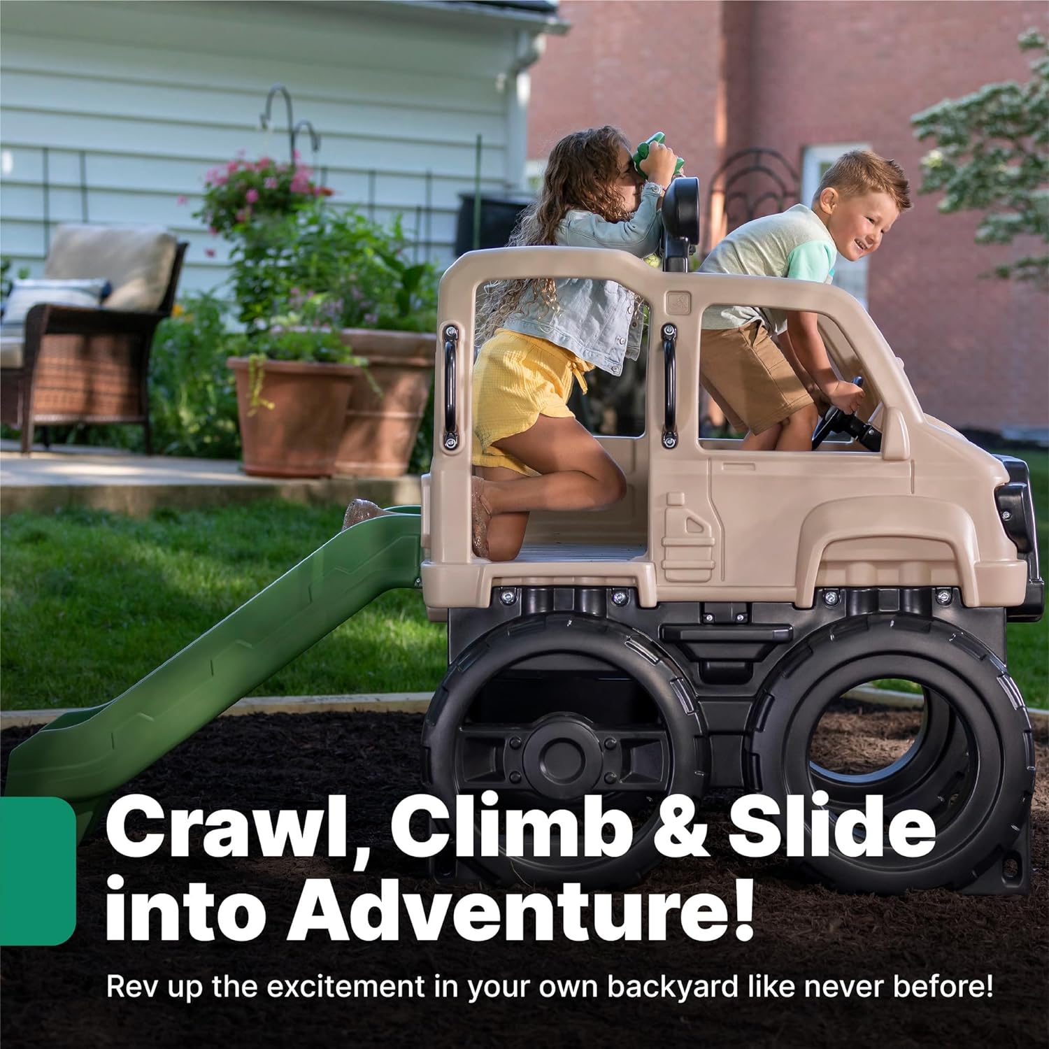 Step2 Truck Climber, Kids Outdoor Playset, Backyard Playground Set, Slide & Climbing Wall, Outside Jungle Gym, for Toddlers 2-5 Years Old