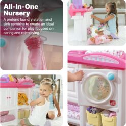 Step2 Love & Care Deluxe Baby Doll Nursery Playset for Kids, Compact Changing Station & Crib, Made of Durable Plastic, Pink