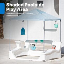 Step2 Vero Kid Cabana, Shaded Poolside Retreat with Water Play and Snack Station, Fade-Resistant, Waterproof, Easy Assembly, White
