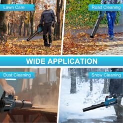 GROWORT Leaf Blower Cordless - 630CFM/160MPH, 21V Powerful Electric Cordless Leaf Blower with 2 x 4.0Ah Batteries and Charger
