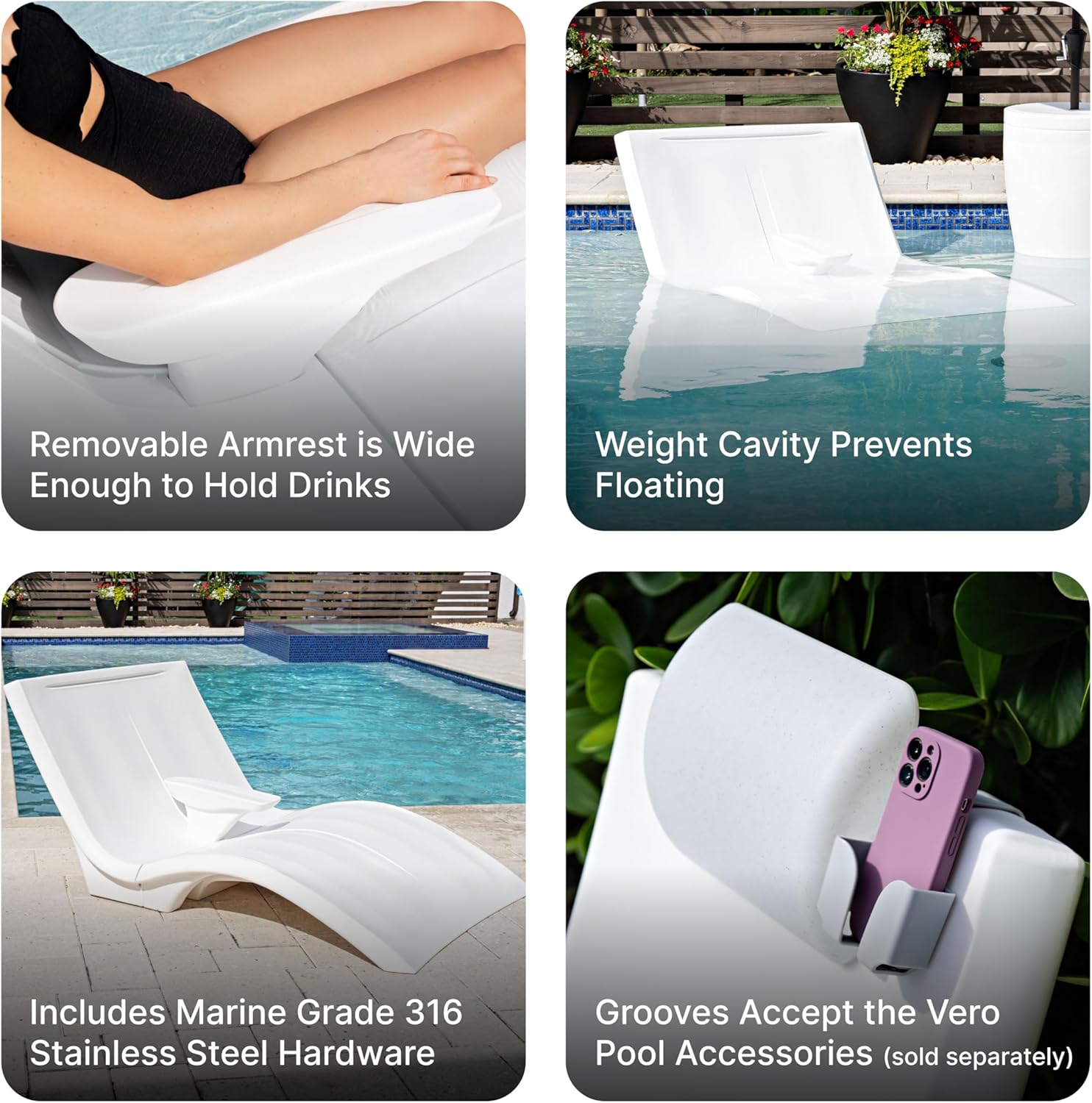 Step2 Vero Pool Lounger Loveseat, Fade-Resistant, Waterproof Patio Furniture, White
