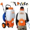 PetraTools Powered Backpack Sprayer with Custom Fitted Cart and 100 Foot Commercial Hose, 2 Hoses Included (6.5 Gallon Cart)