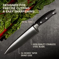 Chicago Cutlery Insignia Triple Rivet Poly (18-PC) Kitchen Knife Block Set With Wooden Block & Built-In Sharpener