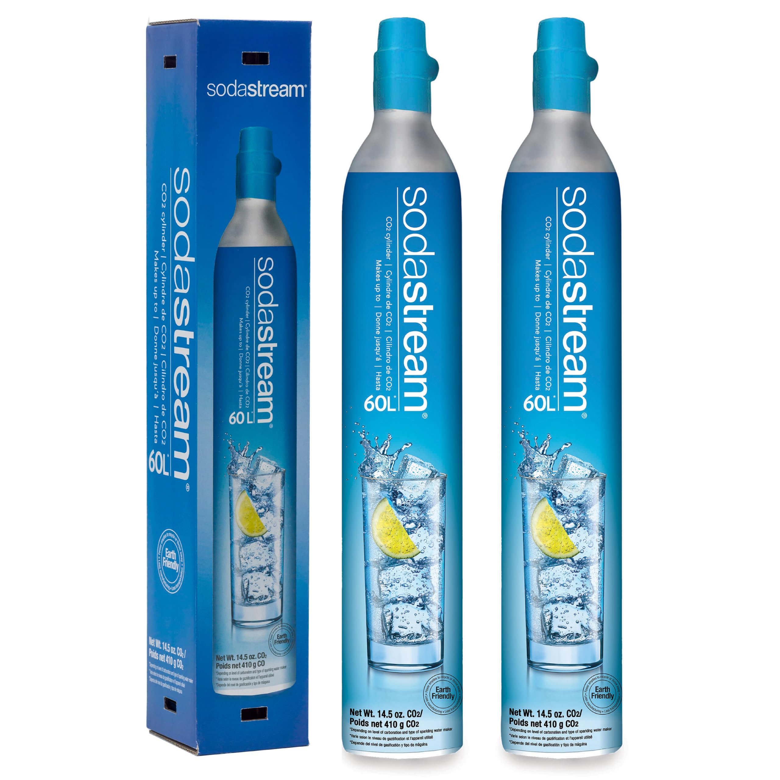 SodaStream CO2 Gas Refill Pack - 2 Cylinders, BLUE Screw - in System