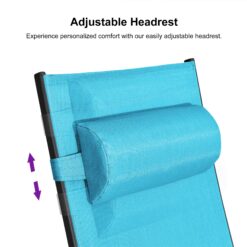 Purple Leaf Patio Chaise Lounge Set of 3 Outdoor Lounge Chair Beach Pool Sunbathing Lawn Lounger Recliner Chiar, Turquoise Blue