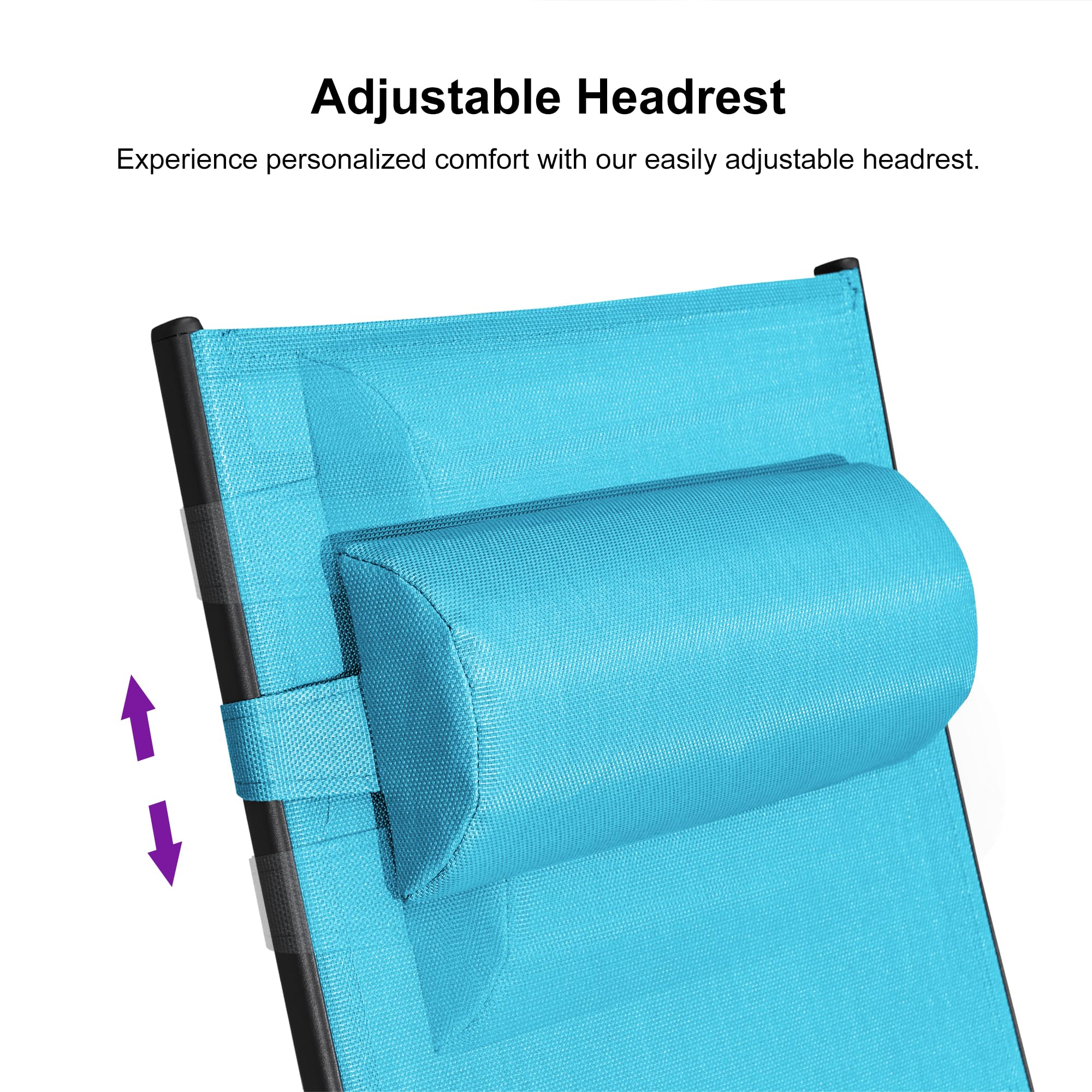 Purple Leaf Patio Chaise Lounge Set of 3 Outdoor Lounge Chair Beach Pool Sunbathing Lawn Lounger Recliner Chiar, Turquoise Blue