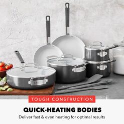 GreenPan x Bobby Flay 13 Piece Cookware Pots and Pans Set, Professional Grade Aluminum, PFAS-Free Ceramic Nonstick, Graphite