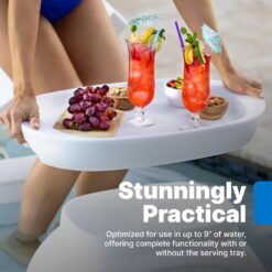 Step2 Vero Side Table with Serving Tray, Outdoor/Indoor Waterproof Patio Furniture, Use in Pools Up to 9