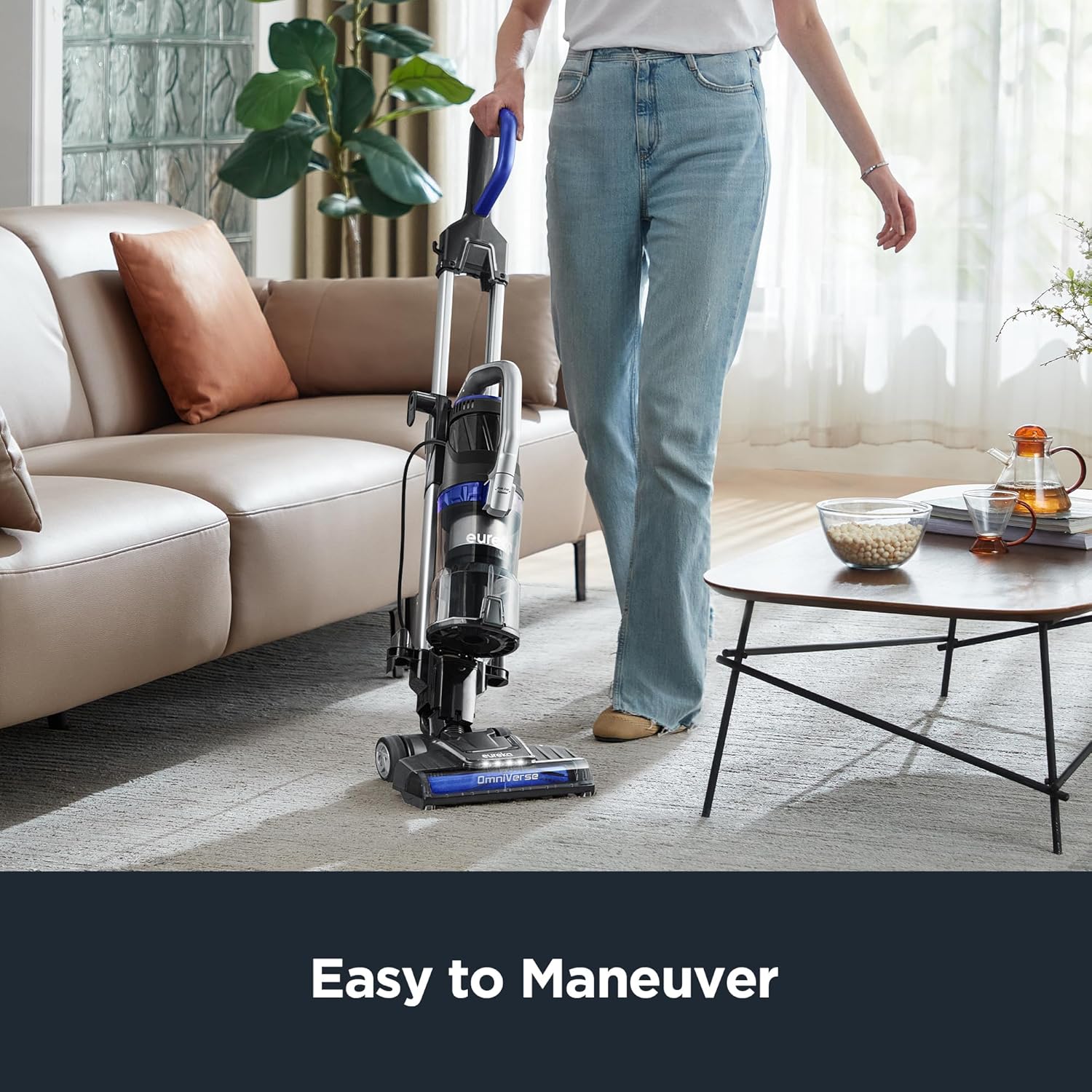 Eureka Pet Upright Vacuum Cleaner for Carpet and Hard Floor, Powerful Bagless Vacuum Cleaner for Home with HEPA Filter and Pet Tool, Blue