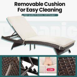 Pamapic Patio Chaise Lounge Set 3 Pieces with Adjustable Backrest and Removable Cushion