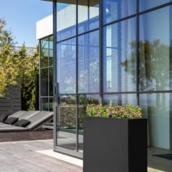 Veradek Block Series Span Plastic Planter - Tall Rectangular Planter for Indoor or Outdoor Patio/Porch,Medium, Black