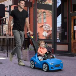 Step2 Whisper Ride Cruiser Kids Push Car, Ride On Toy, Stroller Substitute, Includes Seat Belt & Horn, Made of Durable Plastic, Blue