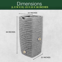 Good Ideas Impressions Riverwalk Rain Barrel with 2 Metal Spigots, 50 Gallon, Dark Granite