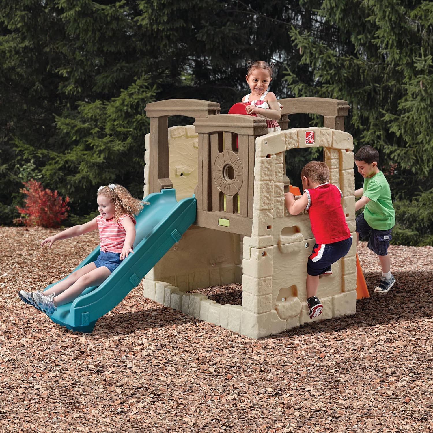 Step2 Woodland Climber II Kids Playset, Ages 2 –6 Years Old, Toddler Slide and Climbing Wall, Easy Set Up