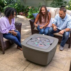 Step2 Just Chillin Patio Table & Ice Bin, Outdoor Waterproof Patio Furniture, Doubles as Cooler, Level Tabletop, Made of Durable Plastic, Gray