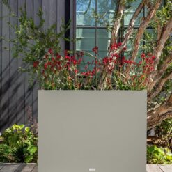 Veradek Block Series Span Plastic Planter - Tall Rectangular Planter for Indoor or Outdoor Patio/Porch, Gray, Medium - 2 Pack