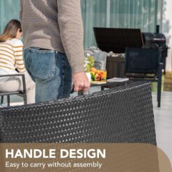 Devoko Patio Chaise Lounge Sets Outdoor Rattan Adjustable Back 3 Pieces Cushioned Patio Folding Chaise Lounge (Beige)